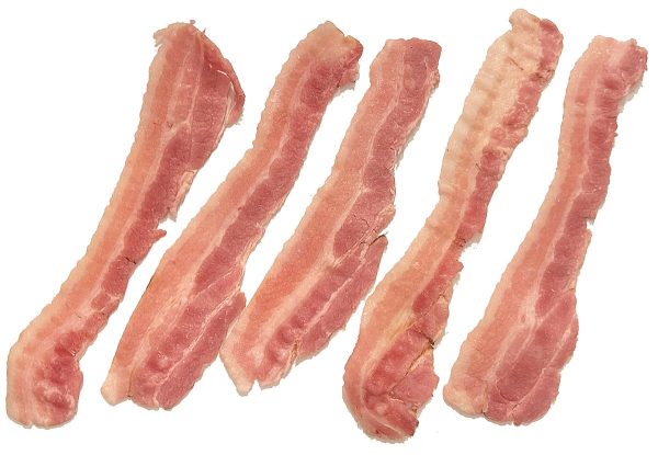 Light cooked streaky bacon